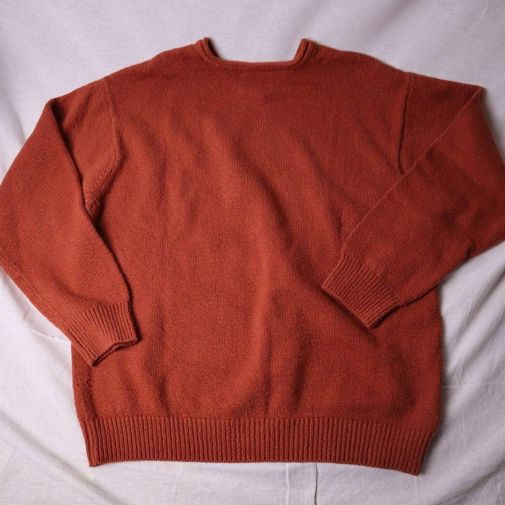 Tommy Bahama Mens V-Neck Sweater Terracotta Orange 100% Cotton Knit Large - Picture 2 of 6